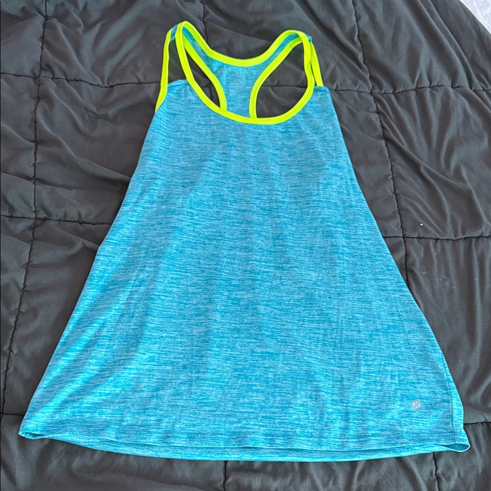 Blue and Neon yellow Racerback Tank Top